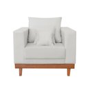 Ver imagem 1 de Kit 2 Poltronas Living + Sofá 2 Lugares Base Madeira Linho Bege