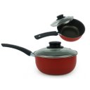Ver imagem 4 de Conjunto de Panelas Elegan com Antiaderente Tampa de Vidro e 24 Talheres Vermelho / Preto Cor: Preto