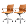 Kit 2 Cadeiras de Escritório Cliente Diretor Charles Eames Eiffel Esteirinha Stripes Caramelo - 1