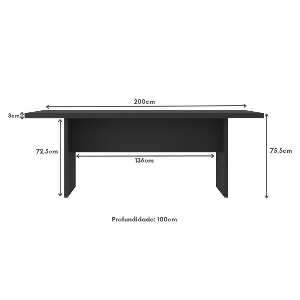 Mesa de Escritório 200cm para Reunião com Tampo 30mm Multimóveis Cr25281 - 4