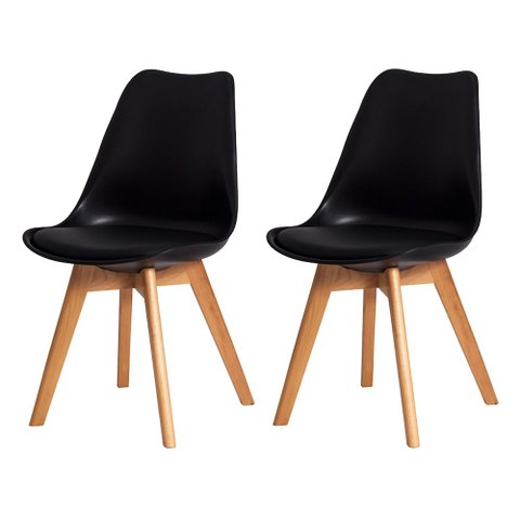 Kit 2 Cadeiras Saarinen Pretas em Polipropileno para Sala de Jantar e Cozinha