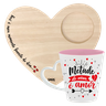 KIT CANECA DROP CORACAO BICOLOR ROSA + BANDEJA CORACAO - METADE DE MIM - 1