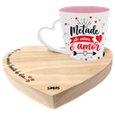 Ver imagem 2 de KIT CANECA DROP CORACAO BICOLOR ROSA + BANDEJA CORACAO - METADE DE MIM