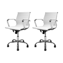 Ver imagem 1 de Kit 2 Cadeiras de Escritório Cliente Diretor Charles Eames Eiffel Esteirinha Stripes Branca