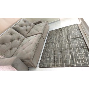 TAPETE JACQUARD SALA LUXUOSO 2,00X1,30 - QUADRICULADO MARROM