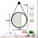 Ver imagem 6 de Espelho Redondo Adnet Decorativo Suspenso com Alça 40cm + Suporte Cobre com Alça Caramelo