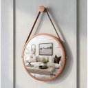 Ver imagem 7 de Espelho Redondo Adnet Decorativo Suspenso com Alça 40cm + Suporte Cobre com Alça Caramelo