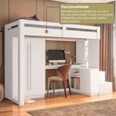 Ver mais imagens de Cama Alta Office Adulto com Roupeiro e Escrivaninha Moon Yescasa