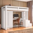 Ver imagem 1 de Cama Alta Beliche Office Adulto com Roupeiro e Escrivaninha Moon Yescasa