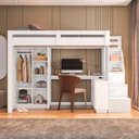 Ver imagem 6 de Cama Alta Beliche Office Adulto com Roupeiro e Escrivaninha Moon Yescasa Branco