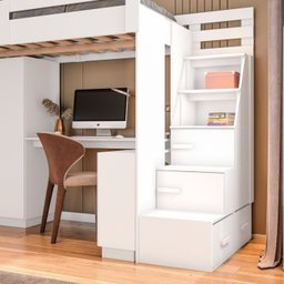 Cama Alta Office Adulto com Roupeiro e Escrivaninha Moon Yescasa - 7