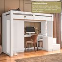 Ver mais imagens de Cama Alta Beliche Office Adulto com Roupeiro e Escrivaninha Moon Yescasa Branco