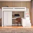 Ver imagem 5 de Cama Alta Beliche Office Adulto com Roupeiro e Escrivaninha Moon Yescasa