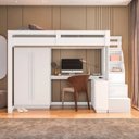 Ver imagem 5 de Cama Alta Beliche Office Adulto com Roupeiro e Escrivaninha Moon Yescasa Branco