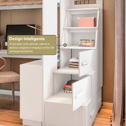 Cama Alta Office Adulto com Roupeiro e Escrivaninha Moon Yescasa - 13