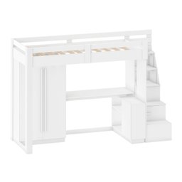 Cama Alta Office Adulto com Roupeiro e Escrivaninha Moon Yescasa - 2