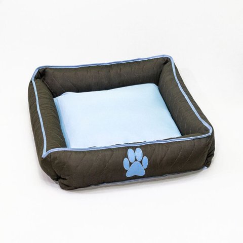 Cama Pet Nick Grande Quadrada Impermeável: Azul Bebê e Marrom