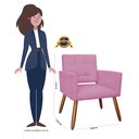 Ver imagem 4 de Poltrona Decorativa Camila Suede Rosa Pés Madeira Ms Decor
