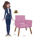 Ver imagem 4 de Poltrona Decorativa Camila Suede Rosa Pés Madeira Ms Decor