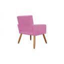Ver imagem 2 de Poltrona Decorativa Camila Suede Rosa Pés Madeira Ms Decor