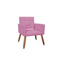 Ver imagem 1 de Poltrona Decorativa Camila Suede Rosa Pés Madeira Ms Decor