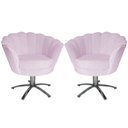 Ver imagem 1 de Kit 2 Poltronas Decorativa Pétala Base Giratória Metal Suede Rosê Mz Decor