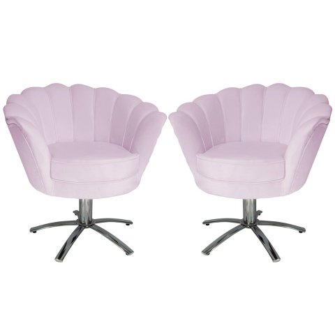Kit 2 Poltronas Decorativa Pétala Base Giratória Metal Suede Rosê Mz Decor