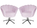 Ver imagem 1 de Kit 2 Poltronas Decorativa Pétala Base Giratória Metal Suede Rosê Mz Decor
