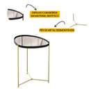 Ver imagem 3 de Mesa Lateral Orgânica Alamanda Espelhada com Pés Metálicos Preto/dourado