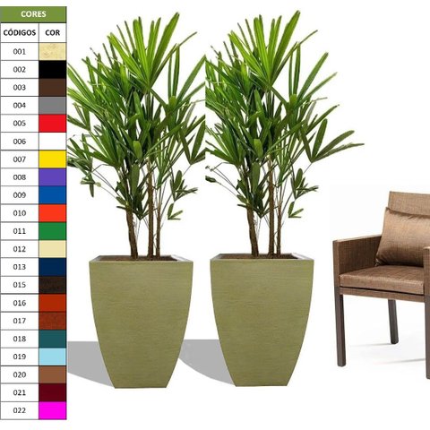 Kit 2 Vaso Planta 60x40 Moderno Trapézio Polietileno BGPLASTICOS MARROM CHOCOLATE 020