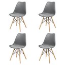 Ver imagem 5 de Kit 4 Cadeiras Saarinen Dsw Estofada Base Madeira Sala Cozinha Jantar La Mobilia