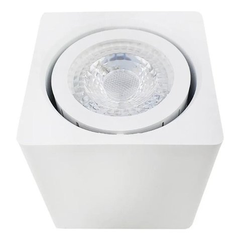 Kit 10 Spot Sobrepor Teto Beiral para Lâmpada Dicroica Branco Direcionável + 10 Lâmpadas Cor:branco