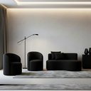 Ver imagem 1 de Conjunto Decorativo 02 Poltronas + Sofá Curvo Orgânico Nature Gaia Boucle Preto - Montanaris Decor