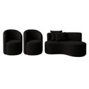Ver imagem 2 de Conjunto Decorativo 02 Poltronas + Sofá Curvo Orgânico Nature Gaia Boucle Preto - Montanaris Decor