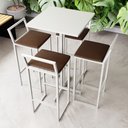 Ver imagem 1 de Conjunto Mesa Alta Bar Bistrô Quadrada Branca 4 Banquetas Confort Estofado White Don Castro