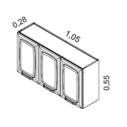 Armário Aéreo de Cozinha Itatiaia Preto 105cm 3 Portas Luce - 4