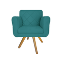 Ver imagem 1 de Poltrona Decorativa Com Base Giratória De Madeira Quarto Isabella Suede Azul Turquesa - LM DECOR