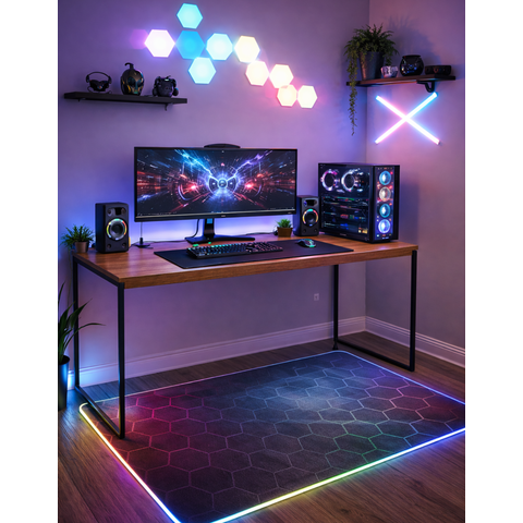 Mesa Gamer Industrial Diretor 150cm para Pc Pés de Ferro em MDP - JM3 Móveis:Freijó/Preto