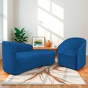 Ver imagem 1 de Kit Sofá Curvo França 140cm Ld. e Poltrona Luiza Max Conforto, Elegância e Design Moderno Linho