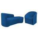 Ver imagem 2 de Kit Sofá Curvo França 140cm Ld. e Poltrona Luiza Max Conforto, Elegância e Design Moderno Linho