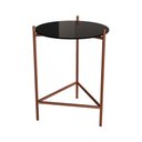 Ver imagem 2 de Mesa Lateral Gabriela Wood Tampo Madeira Pés Cobre para Sala Quarto Sofá e Decor - Cobre/preto
