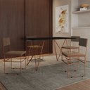 Ver imagem 1 de Mesa Jantar Industrial Trama 1,40x0,80m Preta com 4 Cadeiras Estofadas Vitória Marrom e Cobre