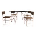 Ver imagem 2 de Mesa Jantar Industrial Trama 1,40x0,80m Preta com 4 Cadeiras Estofadas Vitória Marrom e Cobre