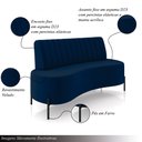 Ver imagem 3 de Sofá Living Decorativo 2 Lugares 1,35m Katara Veludo Azul G33 - Gran Belo