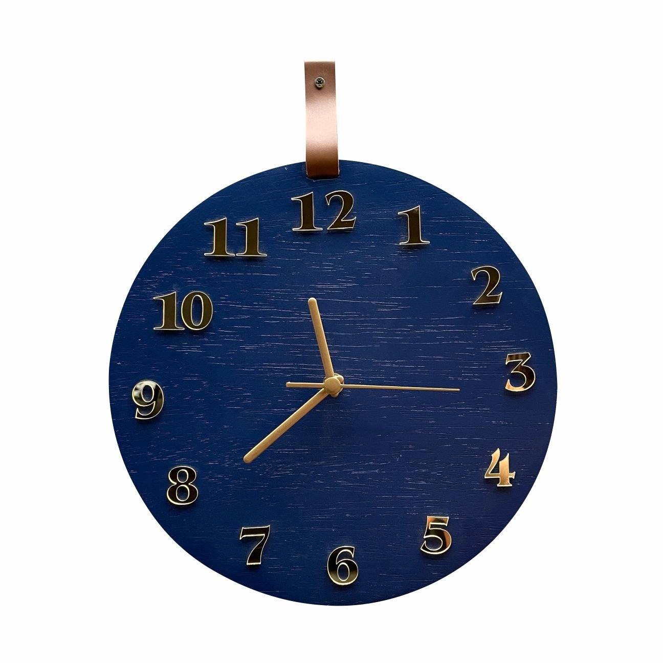 Relógio De Parede Decorativo Moderno Azul e Dourado