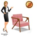 Ver imagem 4 de Kit 02 Poltronas Melissa Suede Base De Madeira Castanho Rose