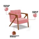 Ver imagem 3 de Kit 02 Poltronas Melissa Suede Base De Madeira Castanho Rose