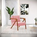 Ver mais imagens de Kit 02 Poltronas Melissa Suede Base De Madeira Castanho Rose