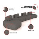 Ver imagem 3 de Sofá 4 Lugares Orgânico com Chaise e 3 Módulos Berlim bouclê Grafite K01 - D’Rossi