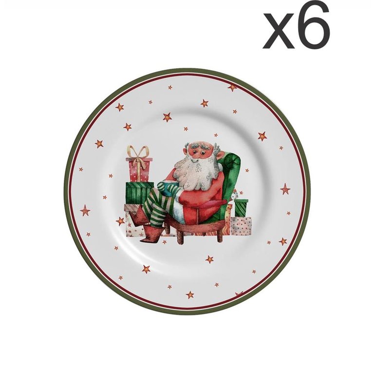 Conjunto Prato Sobremesa 6 Pçs Father Christmas - Alleanza Conjunto Prato Sobremesa 6 Pçs Father Christmas - Alleanza